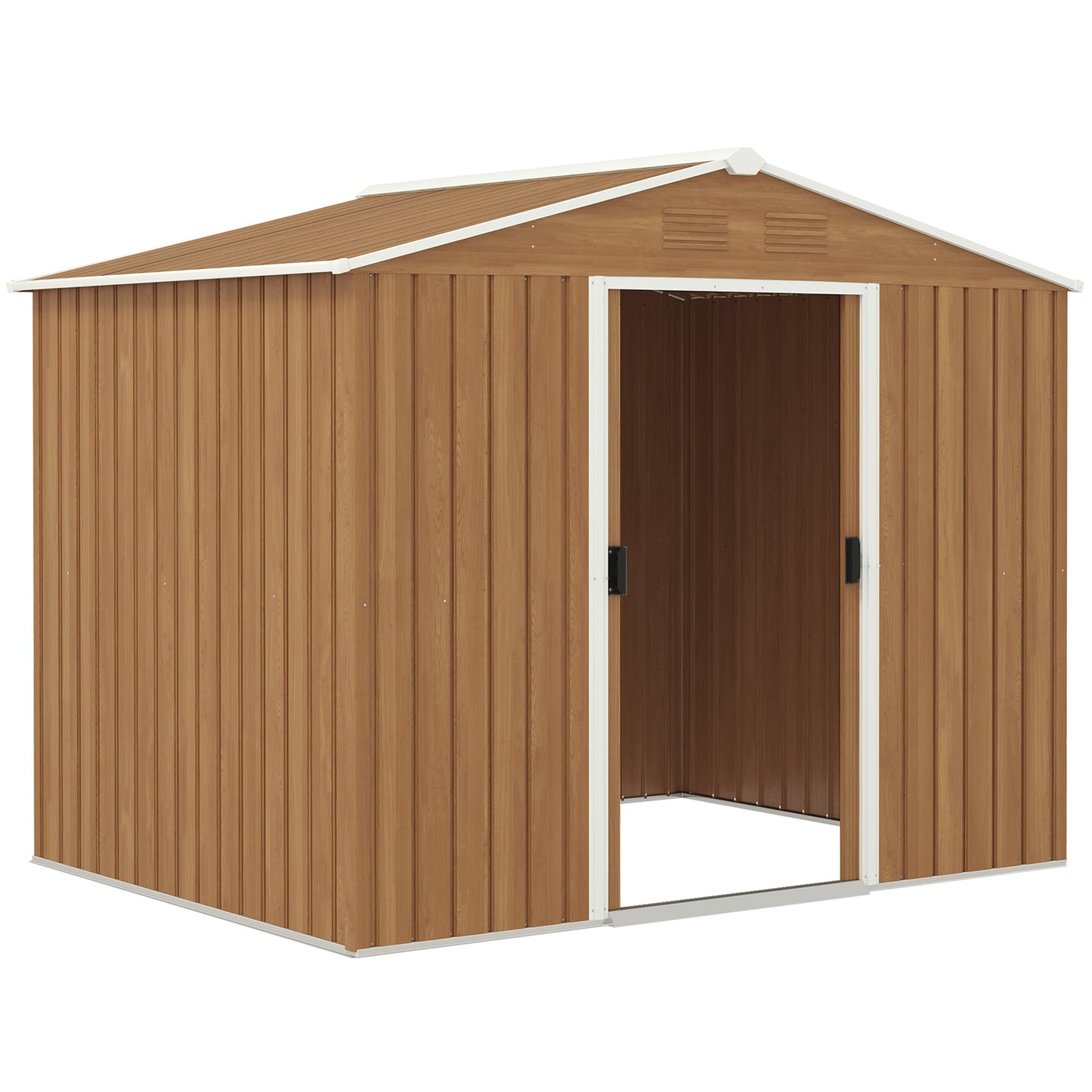 Outsunny 8 x 6ft Galvanised Steel Shed, with Double Door - Brown