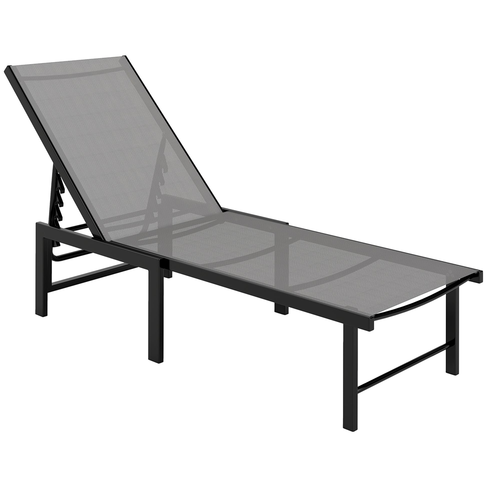 Outsunny Reclining Sun Lounger - Grey
