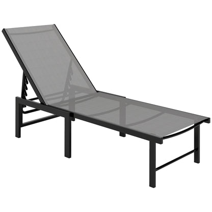 Outsunny Reclining Sun Lounger - Grey