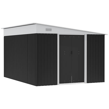 Outsunny 3.3 x 2.68m Corrugated Metal Shed - Black