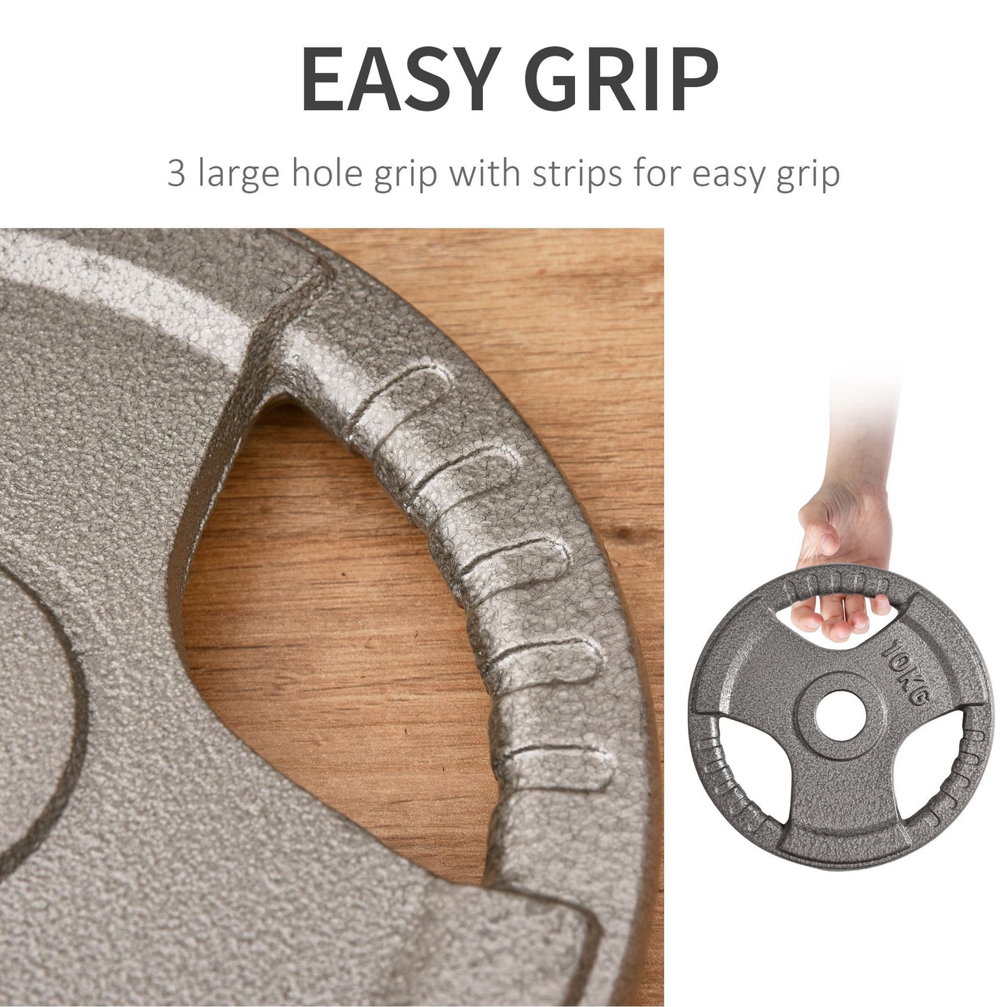 HOMCOM 4 PCS Olympic Weight Plates Grip Plate Sets for Strength and Crossfit and Weightlifting Training, Barbell Weight Set for Home