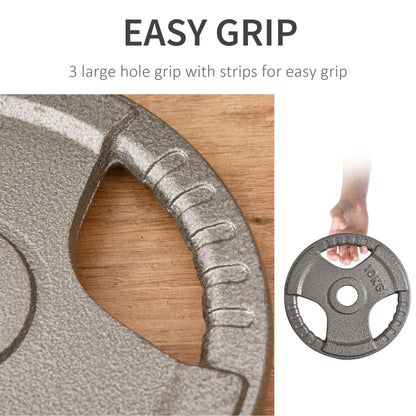 HOMCOM 4 PCS Olympic Weight Plates Grip Plate Sets for Strength and Crossfit and Weightlifting Training, Barbell Weight Set for Home