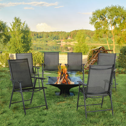 Outsunny Set of Six Folding Garden Chairs - Black