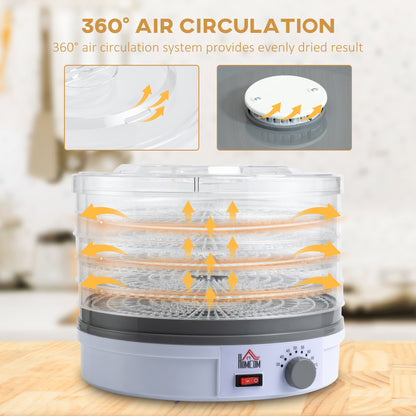 HOMCOM 5 Tier Food Dehydrator, 245W Food Dryer Machine with Adjustable Temperature Control for Drying Fruit, Meat, Vegetable, Jerky and Pet Treat