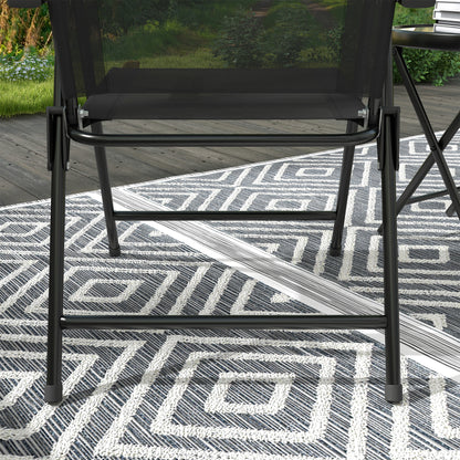 Outsunny Three-Piece Garden Seat Set, with Glass-Top Table - Black