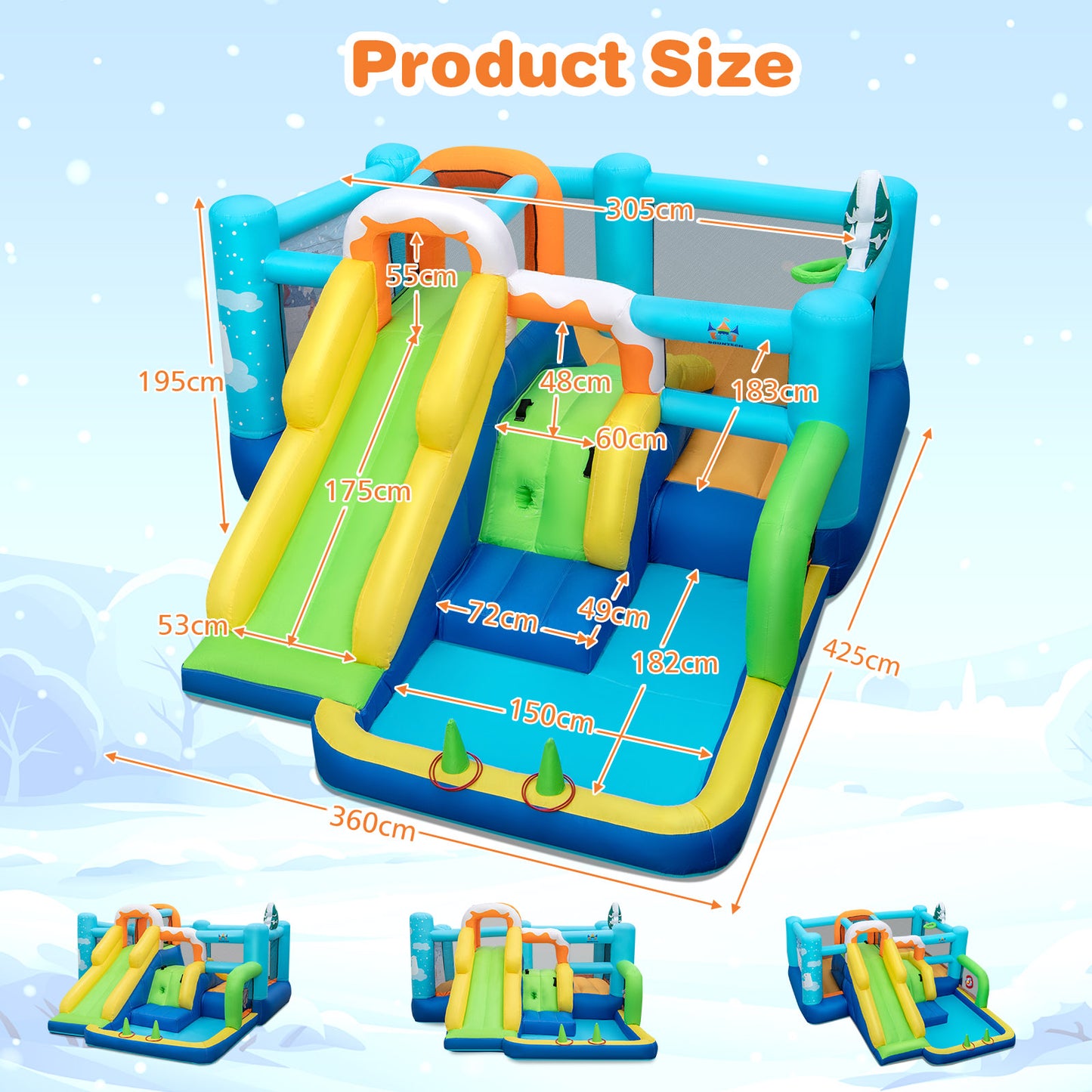 Jumbo Inflatable Bounce Castle with Long Slide Large Ball Pit Blower NOT Included