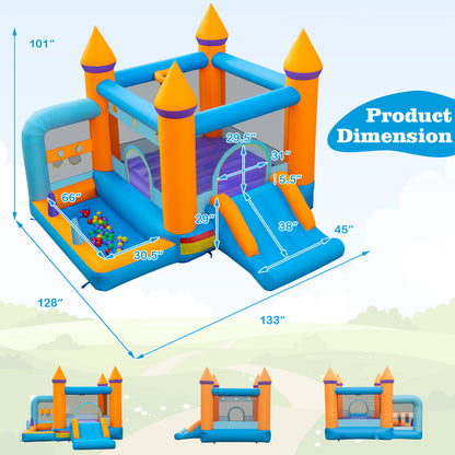 Jumping Air Bounce Castle for Kids with Ocean Ball Pool and 680W Blower