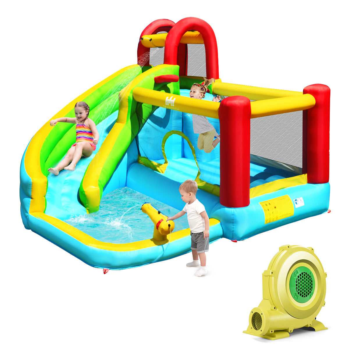 Jumping Bounce House with Oxford Carry Bag, Lawn Stakes and Blower