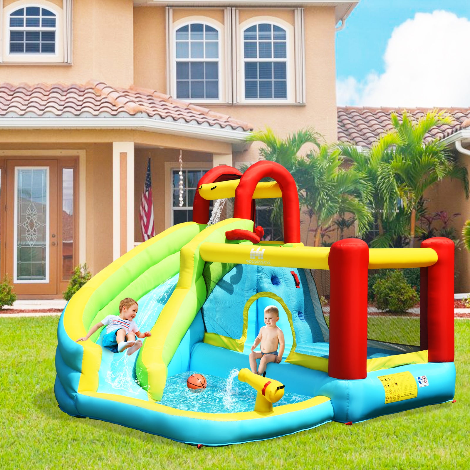 Jumping Bounce House with Oxford Carry Bag, Lawn Stakes and Blower