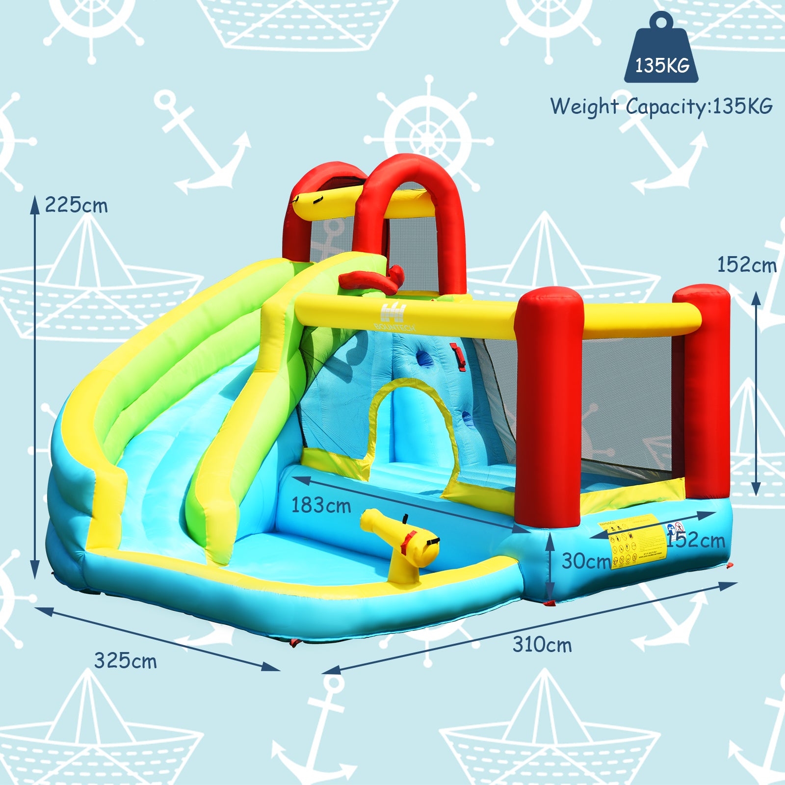 Jumping Bounce House with Oxford Carry Bag, Lawn Stakes and Blower