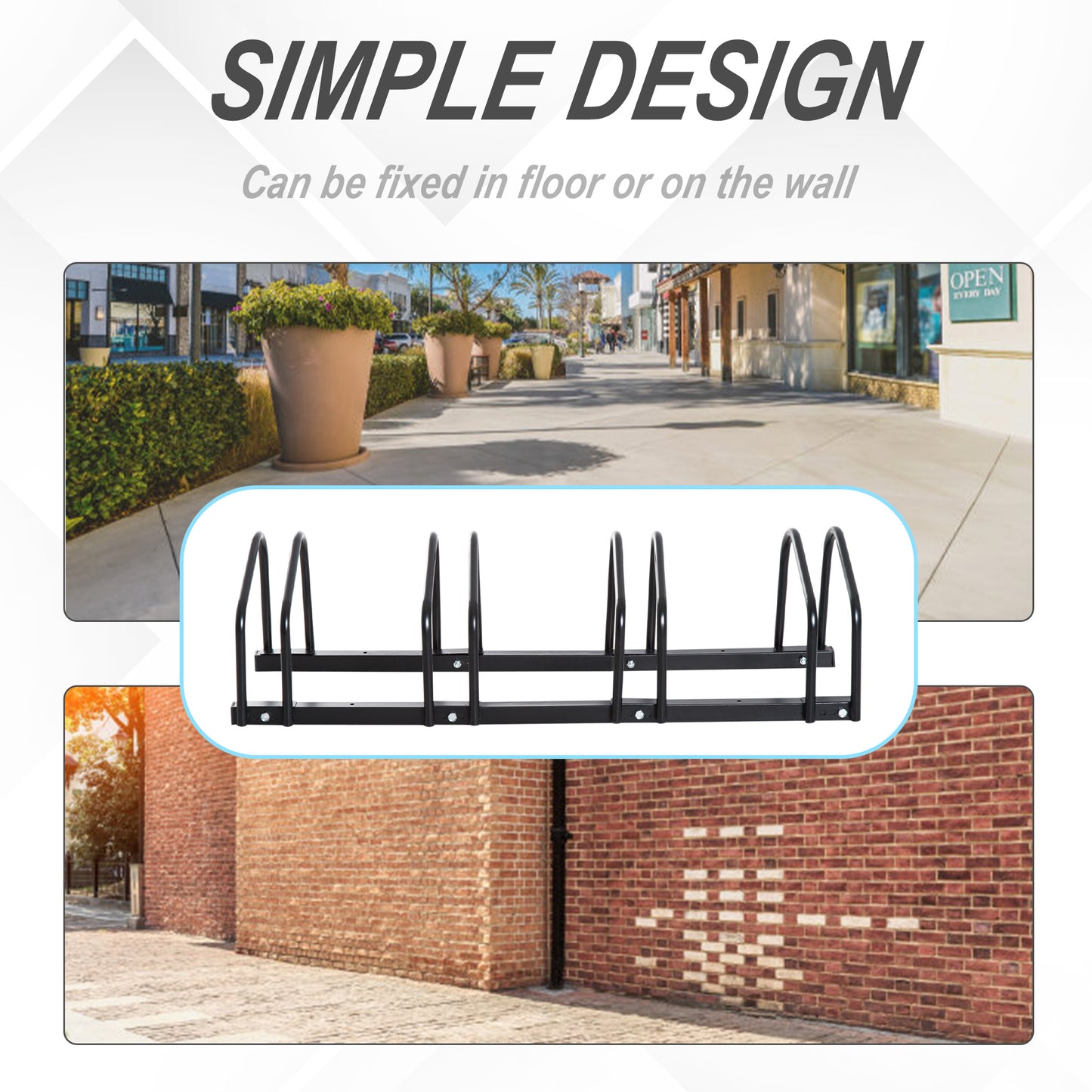 HOMCOM Bike Parking Rack, 95Lx33Wx27H cm, Steel-Black