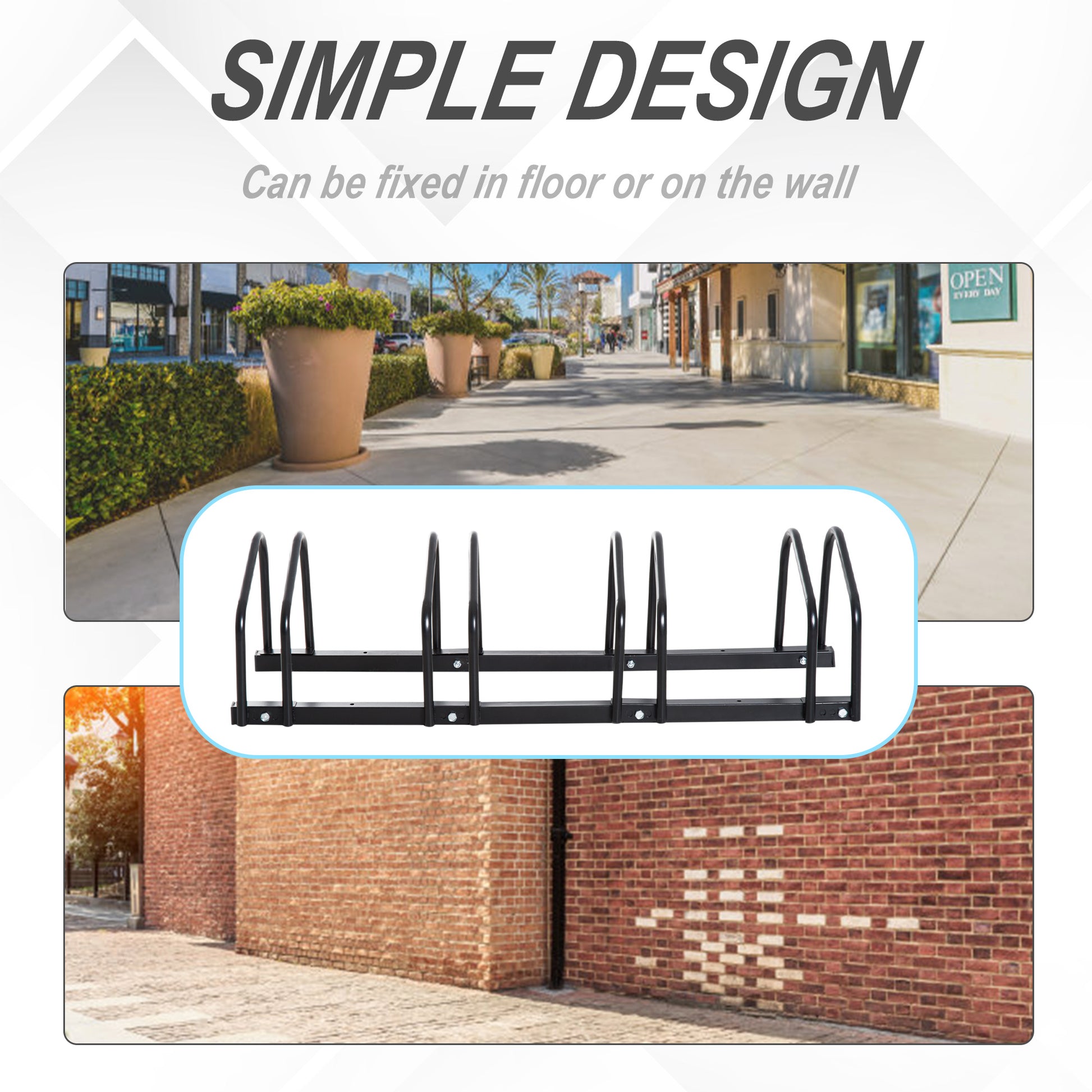 HOMCOM Bike Parking Rack, 95Lx33Wx27H cm, Steel-Black