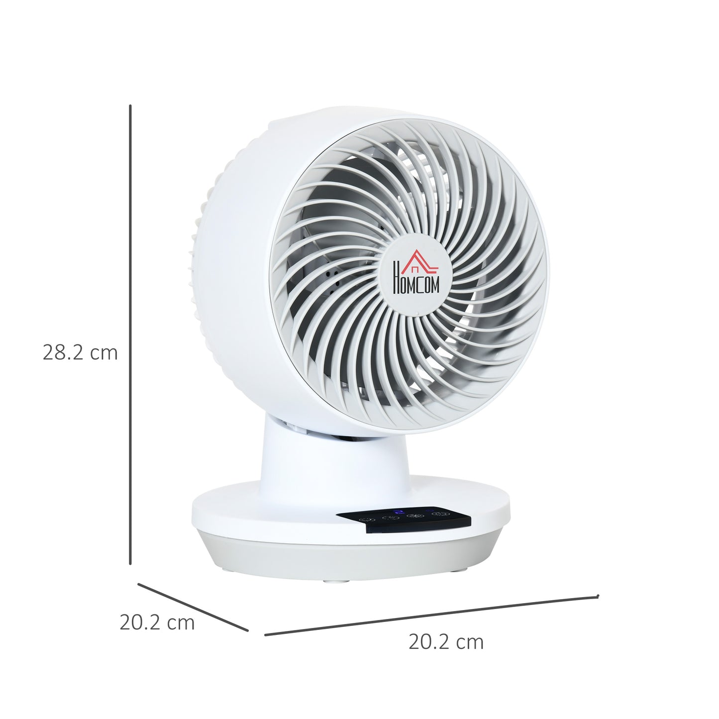HOMCOM 28cm Electric Table Desk Fan with 3 Speed, Remote, Small Portable Personal Cooling Fan for Home Office Desktop, White