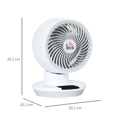 HOMCOM 28cm Electric Table Desk Fan with 3 Speed, Remote, Small Portable Personal Cooling Fan for Home Office Desktop, White
