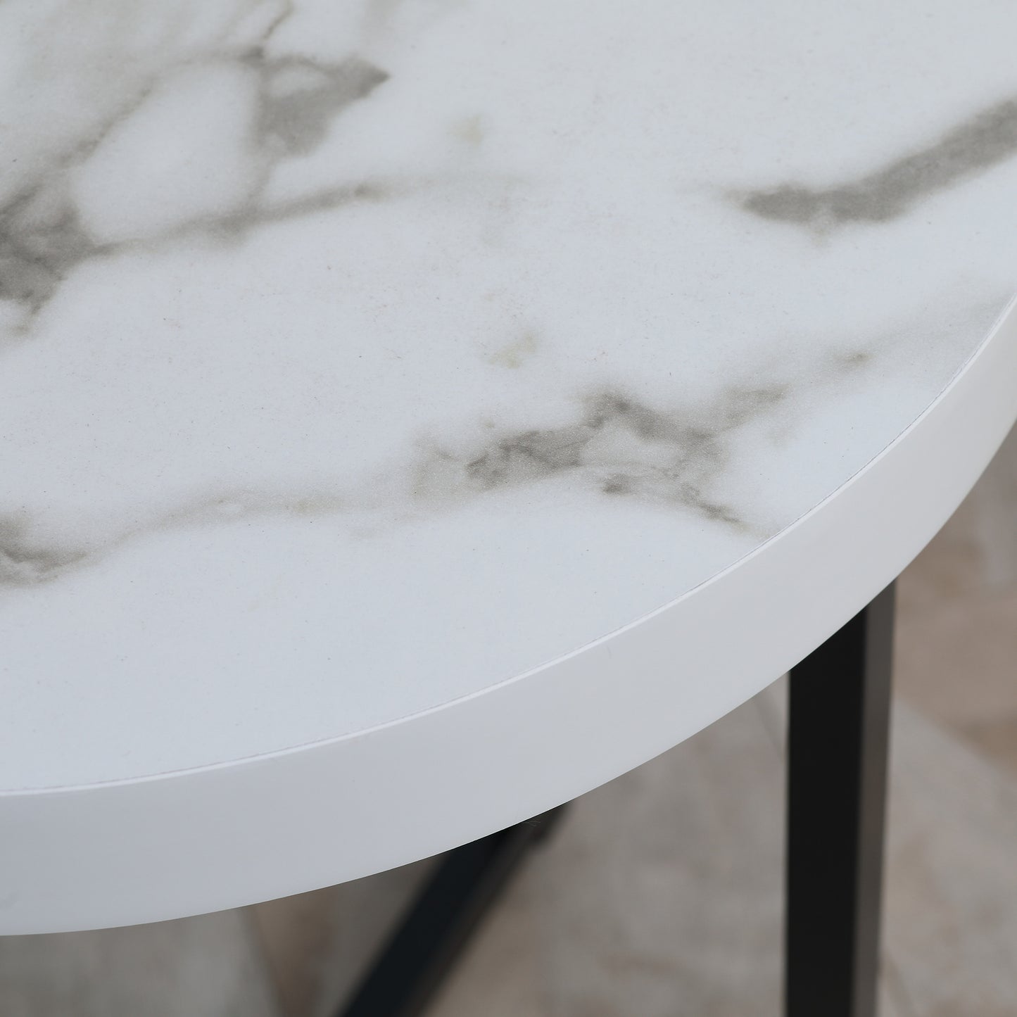 HOMCOM Round Side Table with Metal Legs, Modern End Table Bedside Table for Living Room, Bedroom, White