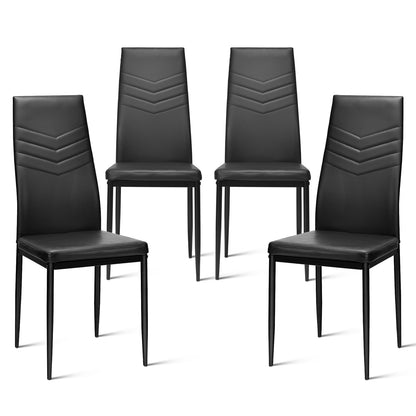 4 PCS Armless Side Chairs with Upholstered Cushion and Sturdy Metal Frame-Black