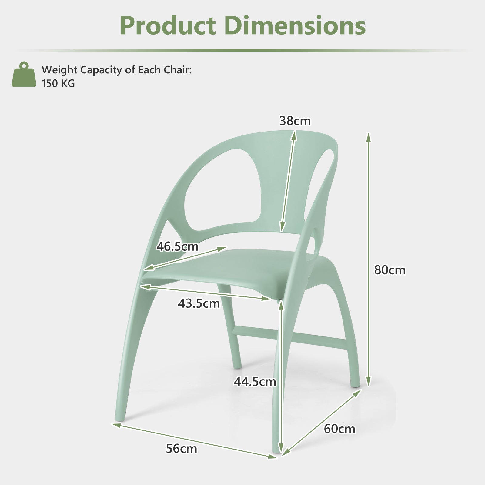 Set of 2 Folding Chair with Backrest and Armrest-Green