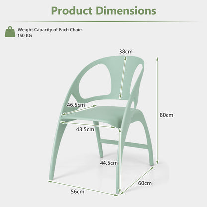 Set of 2 Folding Chair with Backrest and Armrest-Green