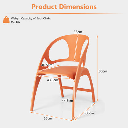 Set of 2 Folding Chair with Backrest and Armrest-Orange