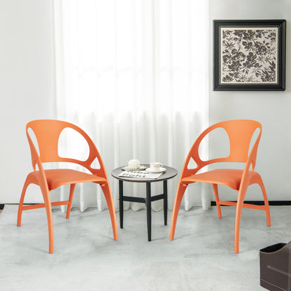 Set of 2 Folding Chair with Backrest and Armrest-Orange