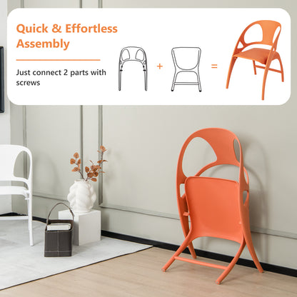 Set of 2 Folding Chair with Backrest and Armrest-Orange