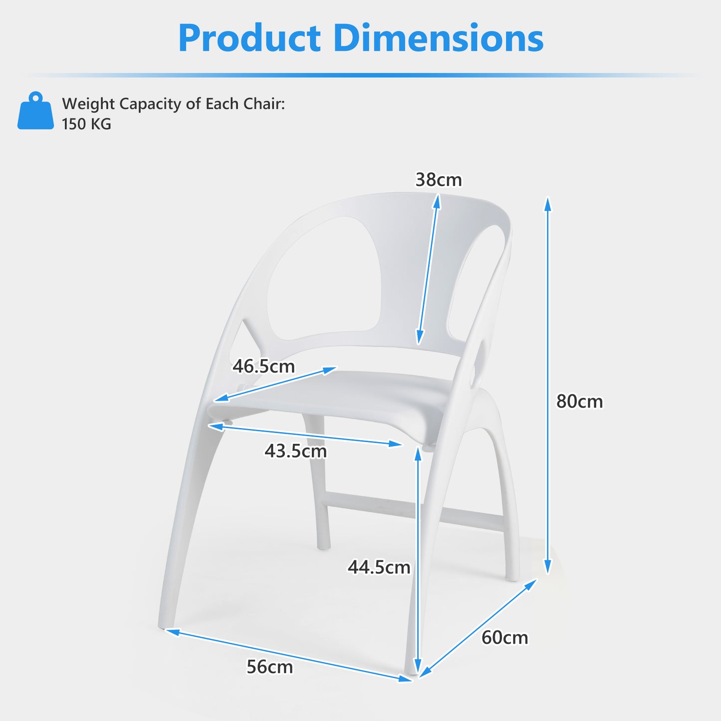 Set of 2 Folding Chair with Backrest and Armrest-White