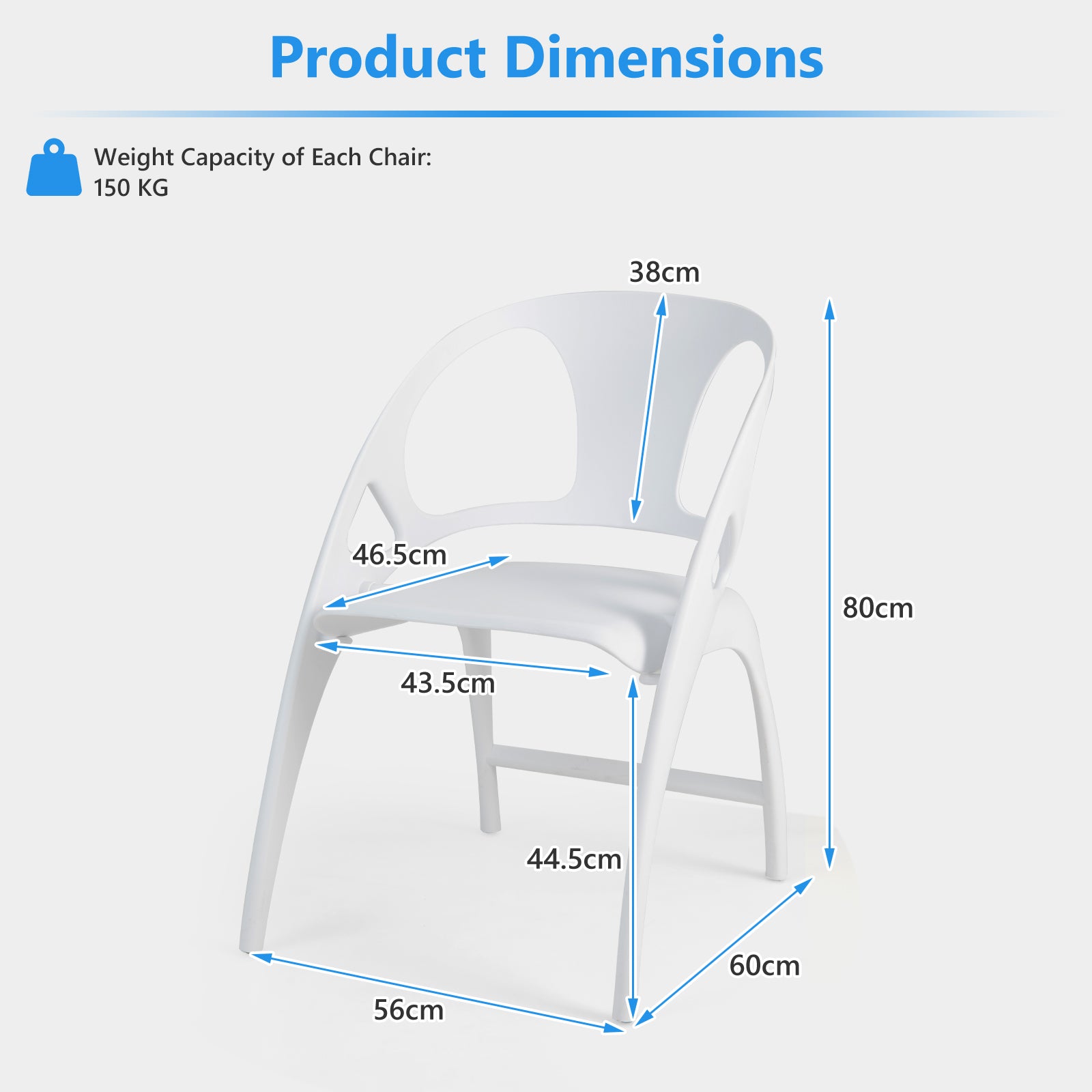 Set of 2 Folding Chair with Backrest and Armrest-White
