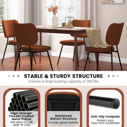 Modern Fabric Dining Chair Set of 2 with Linen Fabric-Orange