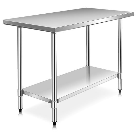 Kitchen Table with Height Adjustable Shelf and Adjustable Feet-61 x 122 cm
