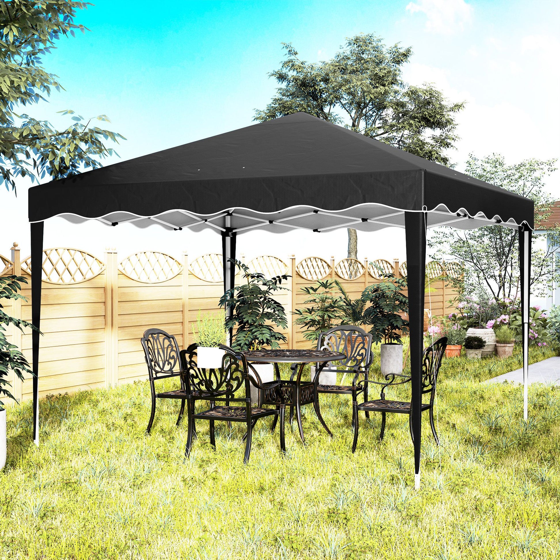 Outsunny 3 x 3cm Adjustable Height Pop-Up Gazebo, with Bag - Black