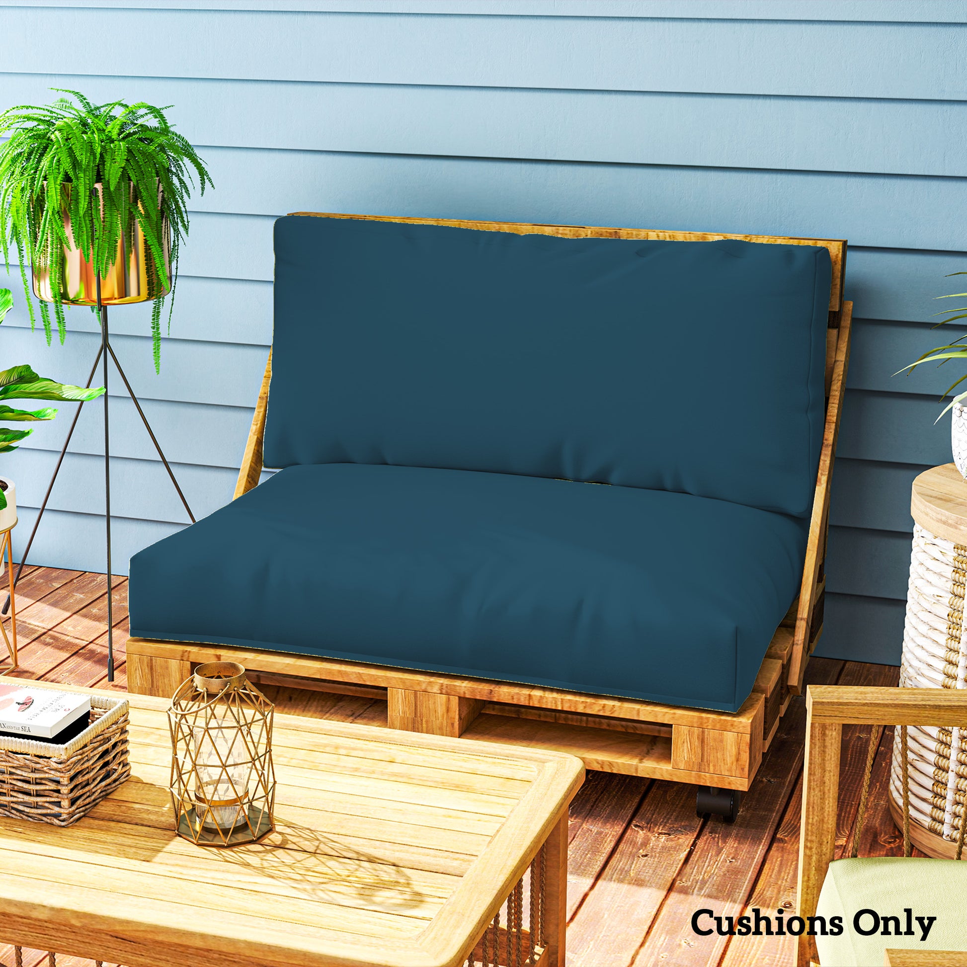 Outsunny Two Piece Seat Pallet and Back Cushions - Navy Blue