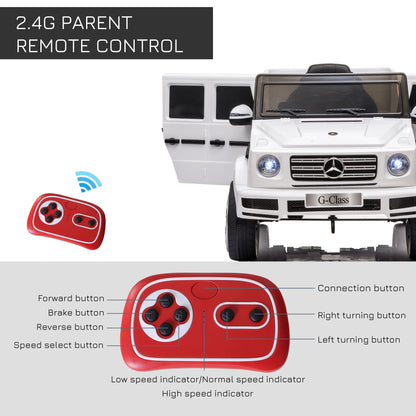 HOMCOM Compatible 12V Battery-powered Kids Electric Ride On Car Mercedes Benz G500 Toy with Parental Remote Control Music Lights MP3 Suspension Wheels