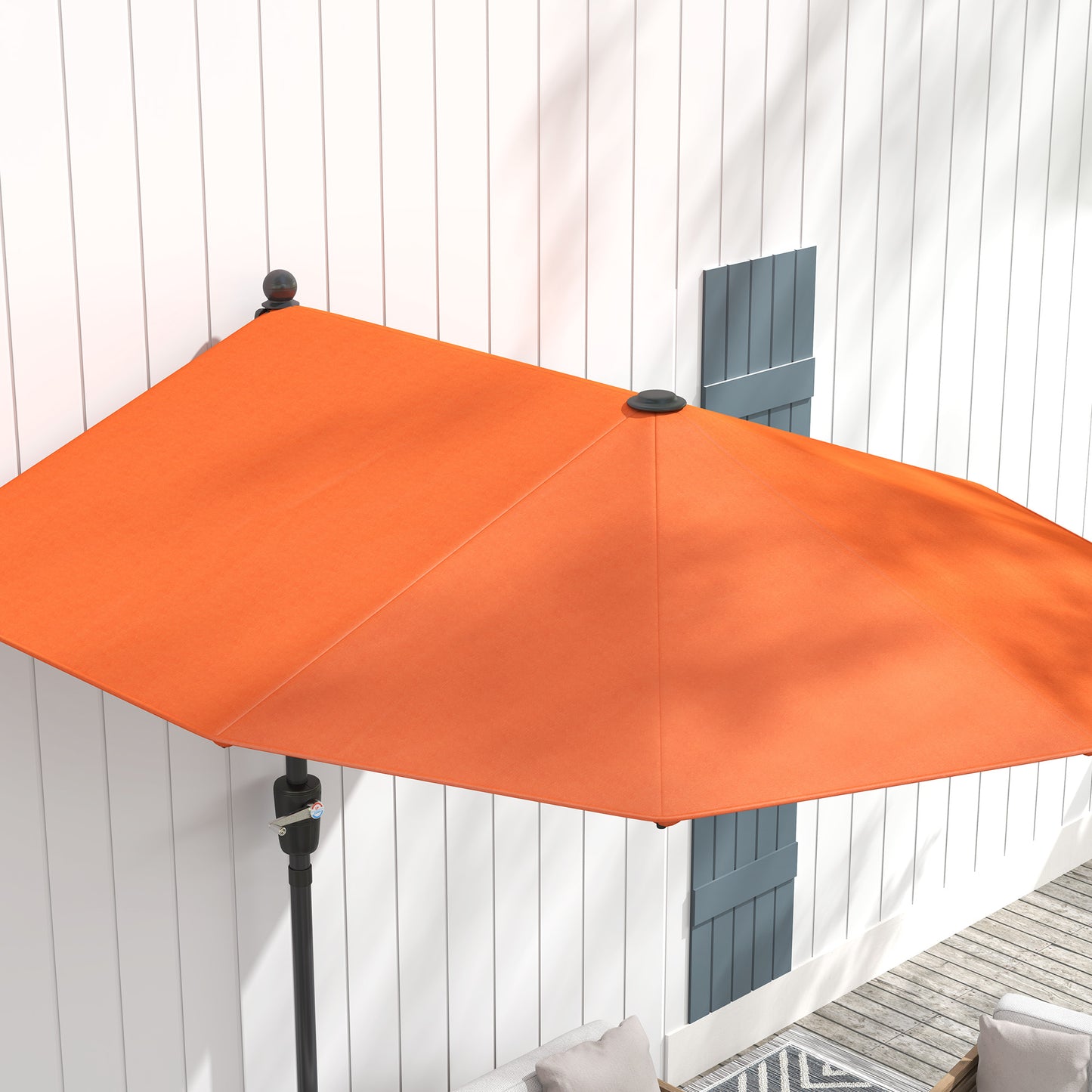 Outsunny 2m Half Parasol Umbrella - Orange