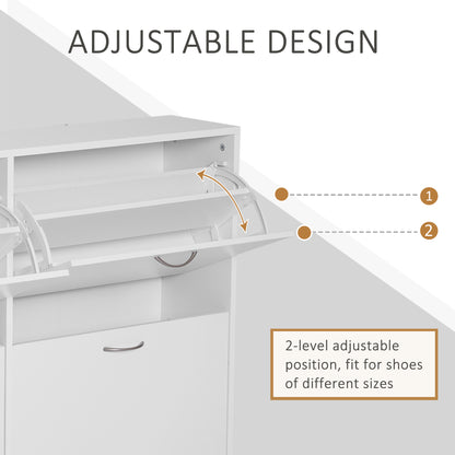 HOMCOM Shoe Cabinet, 120Lx24Wx81H cm, Particle Board-White