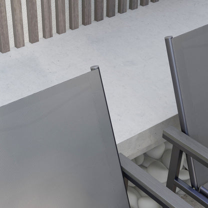 Outsunny Seven-Piece Metal Dining Set, with Glass-Top Table - Grey