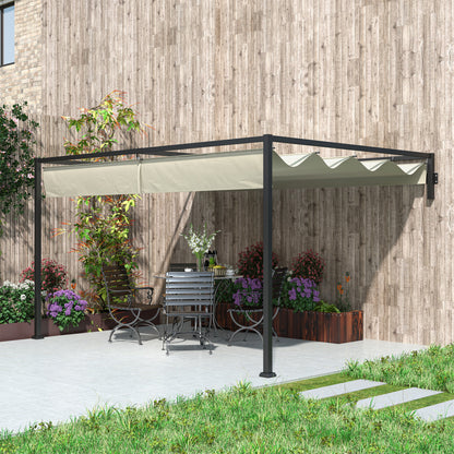 Outsunny 3 x 4m Steel Pergola, with Retractable Canopy - Khaki