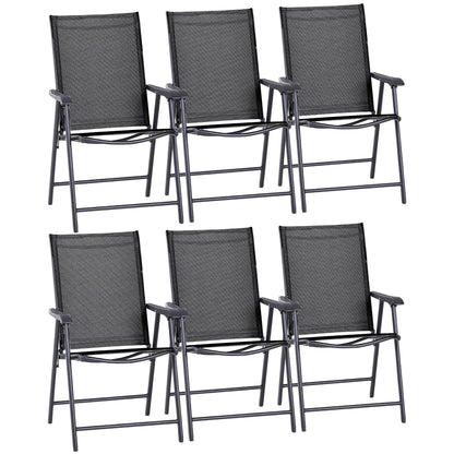 Outsunny Set of Six Folding Garden Chairs - Black