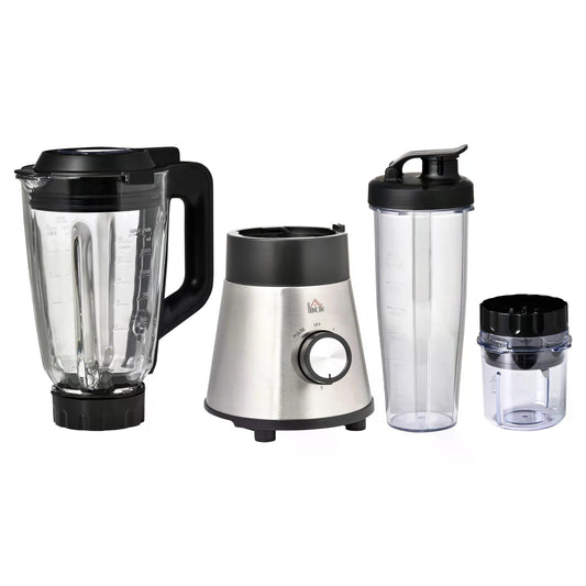 HOMCOM Blender Smoothie Maker, 900W Countertop Blender with 5 Speed Setting, Pulse Function, 1.5L Mix Cup, Portable Cup and Grinder
