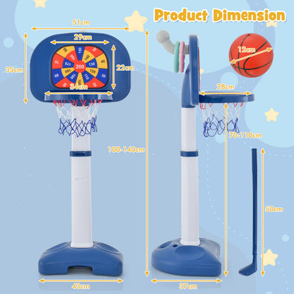 4-In-1 Basketball Hoop Stand with Golf Play Set and Anti Tipping Base