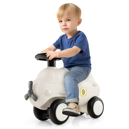 Kids Plane Ride On Toy Car with Cute Propeller and Flexible Steering Wheel