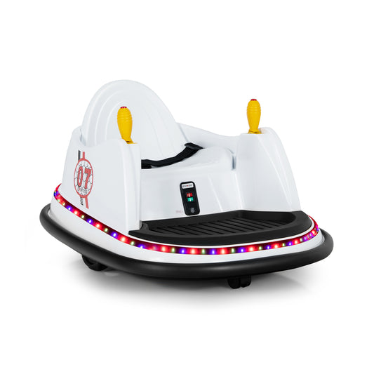 Kids Ride-On Bumper Car with Colorful Flashing Lights and Music-White