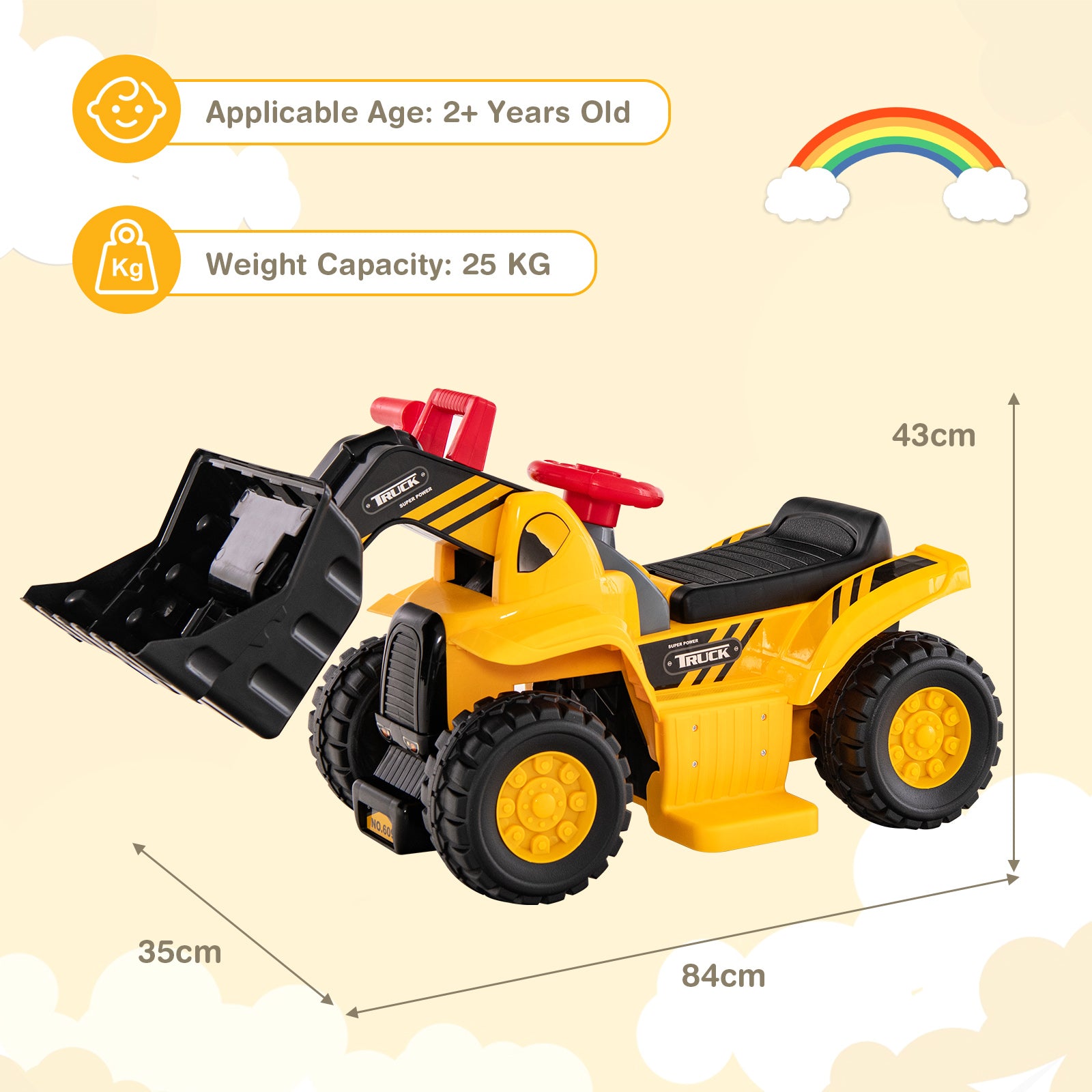 Kids Ride On Excavator Toy with Controllable Digging Bucket