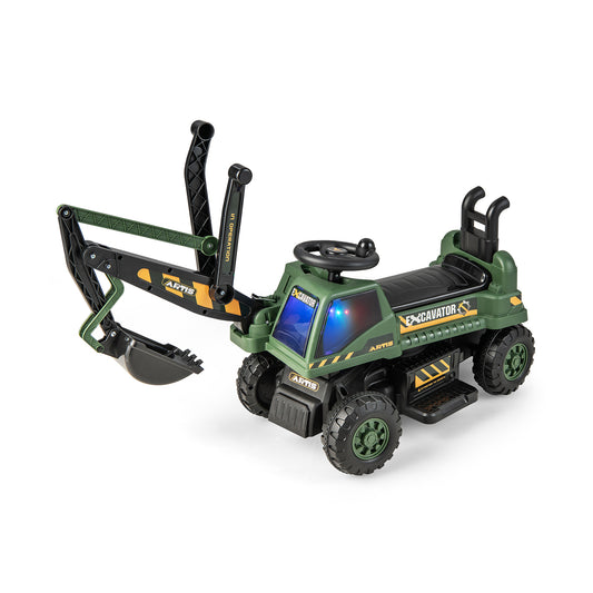 Kids Ride On Excavator with Rotating Seat and Underneath Storage-Green