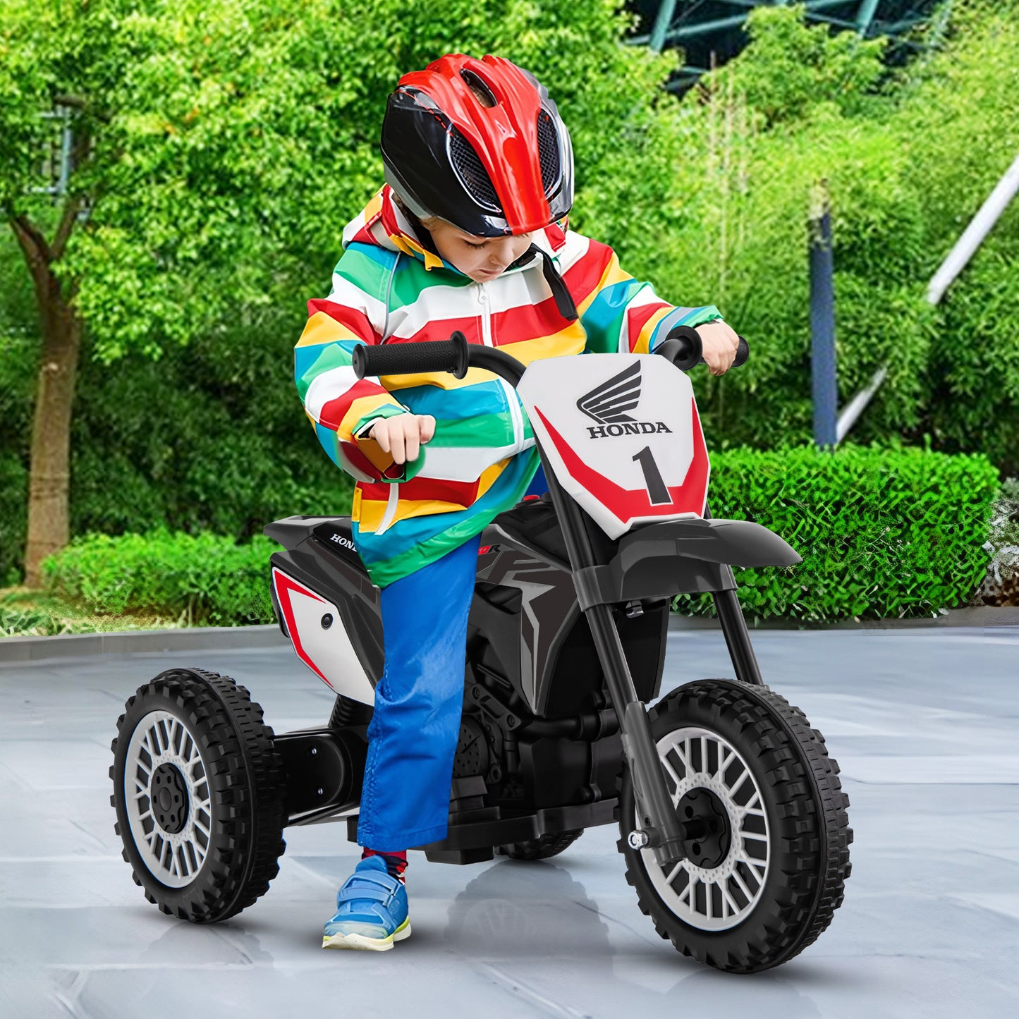 Honda Licensed Kids Ride On Motorbike with Horn Anti-slip Handlebars-Grey