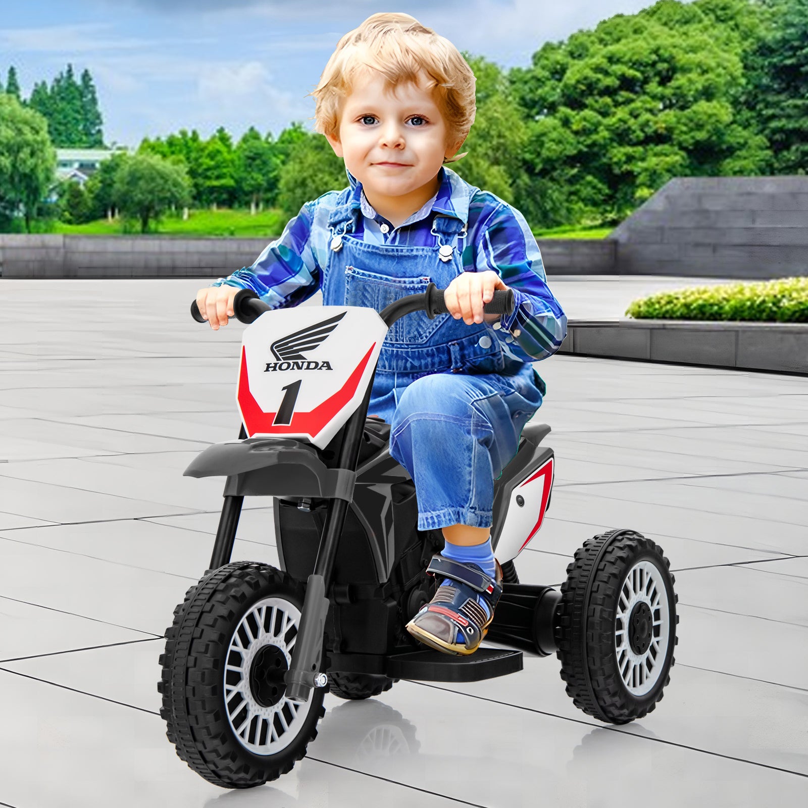 Honda Licensed Kids Ride On Motorbike with Horn Anti-slip Handlebars-Grey