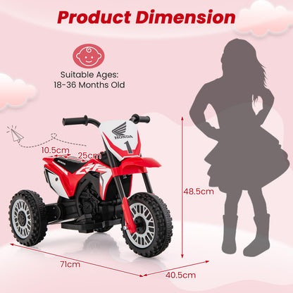 Honda Licensed Kids Ride On Motorbike with Horn Anti-slip Handlebars-Red