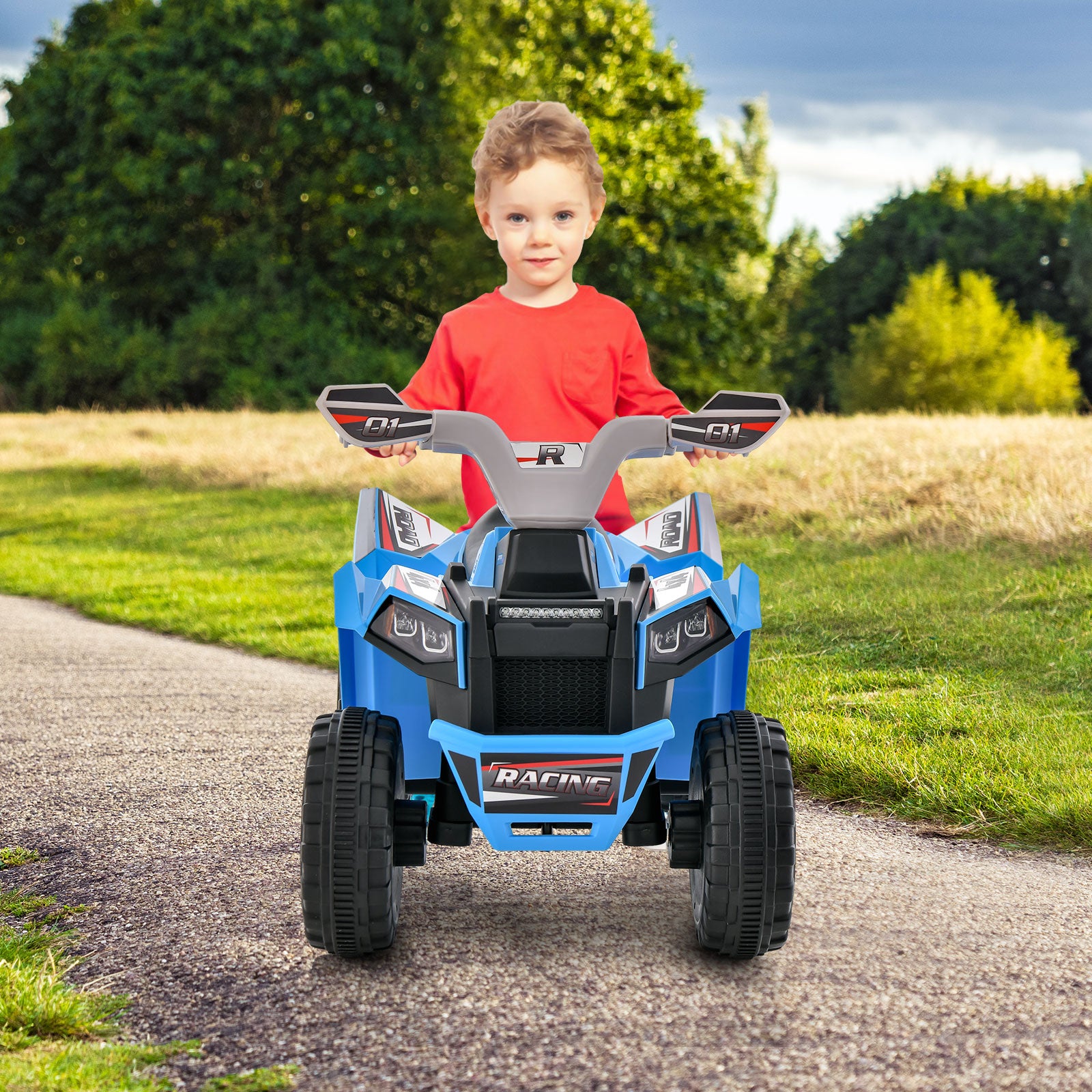 Kids Ride on ATV with Direction Control Large Seat-Blue