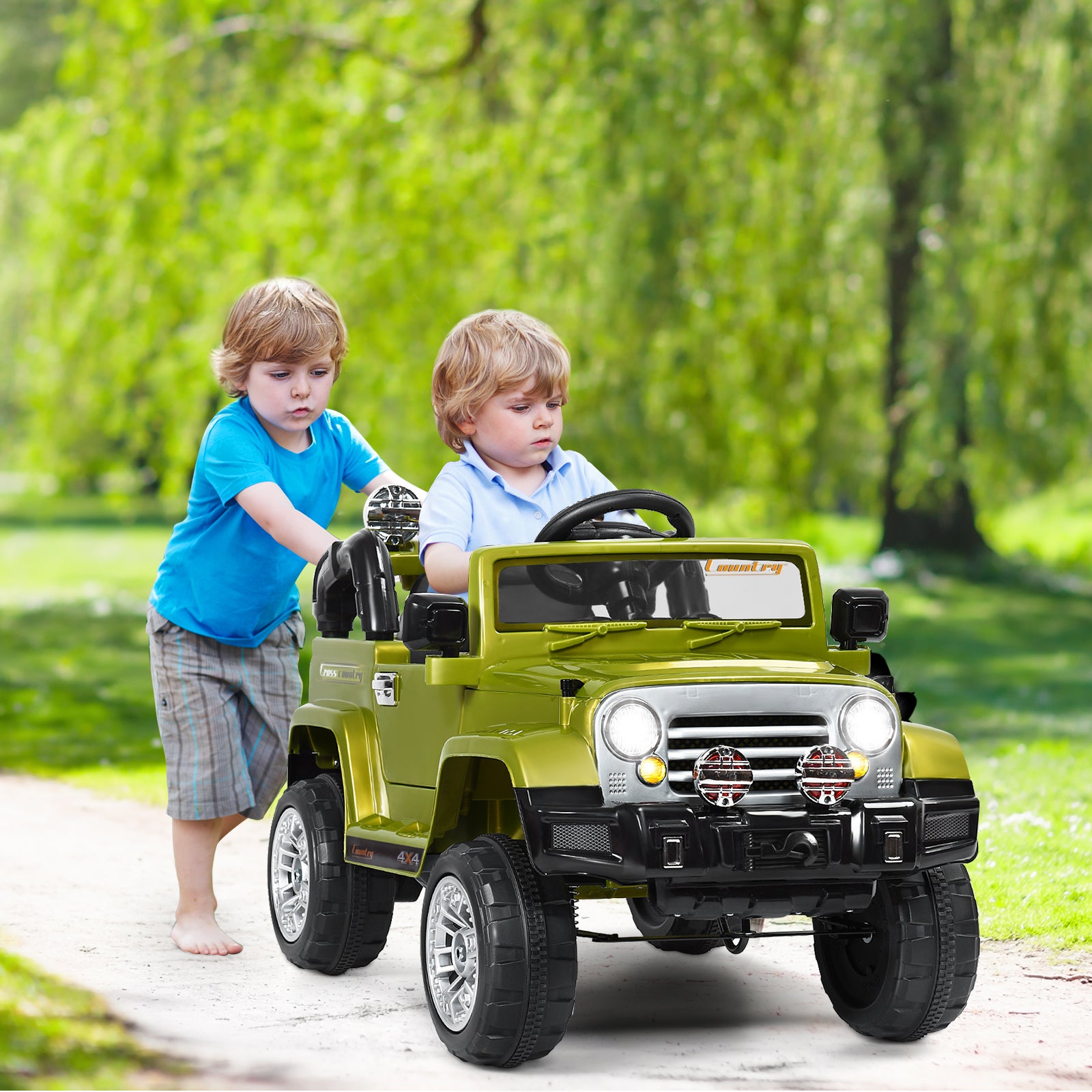 Kids Ride on Jeep Car Battery Powered with Remote Control-Green