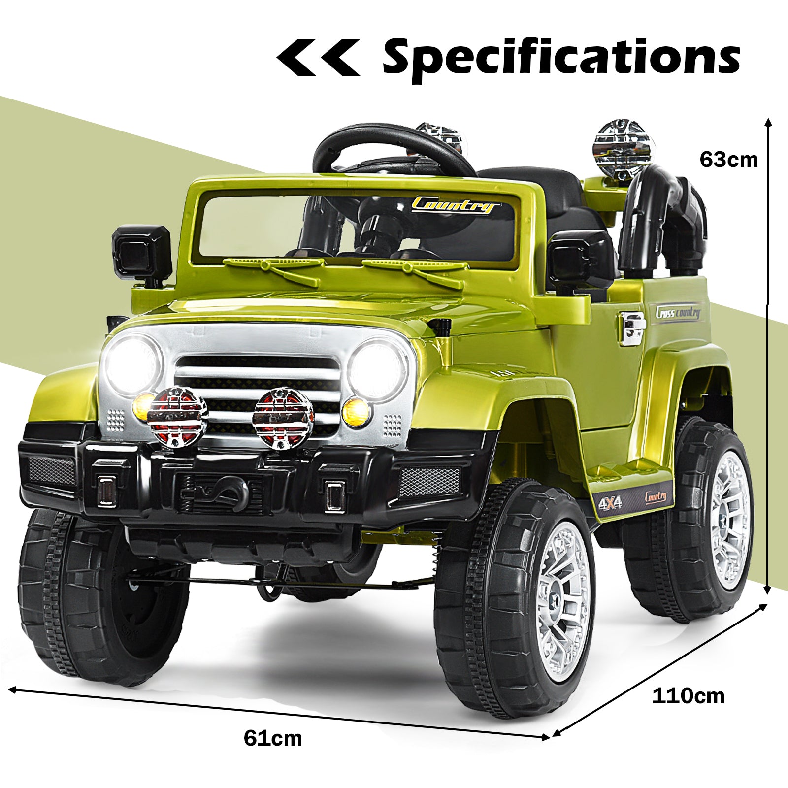 Kids Ride on Jeep Car Battery Powered with Remote Control-Green