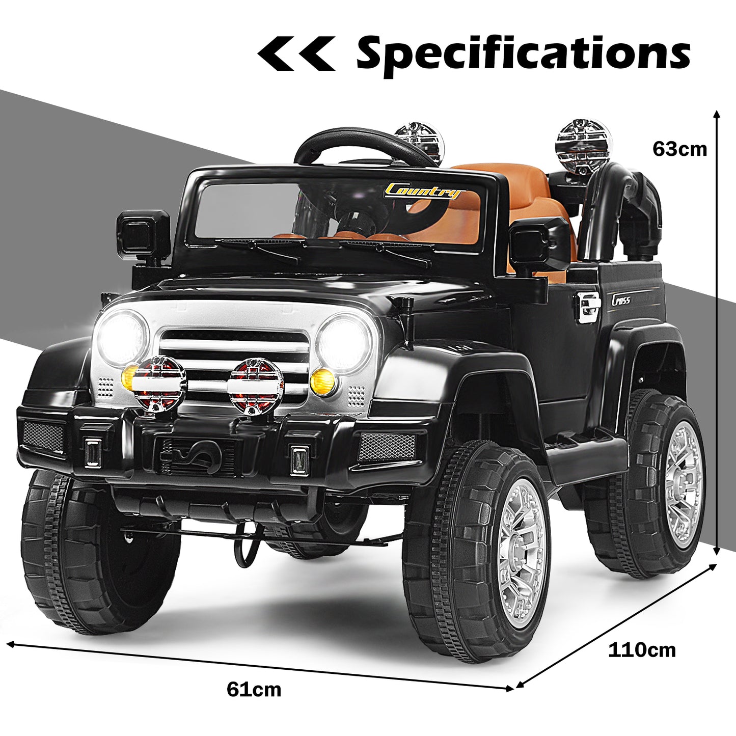 Kids Ride on Jeep Car Battery Powered with Remote Control-Black